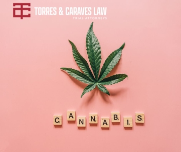 cannabis leaf and scrabble letters spelling term